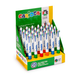 4 - farebné guľôčkové pero  Carioca 24 ks