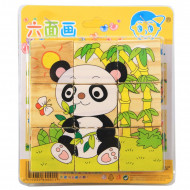 Drevenné kocky  puzzle Safari 9 ks
