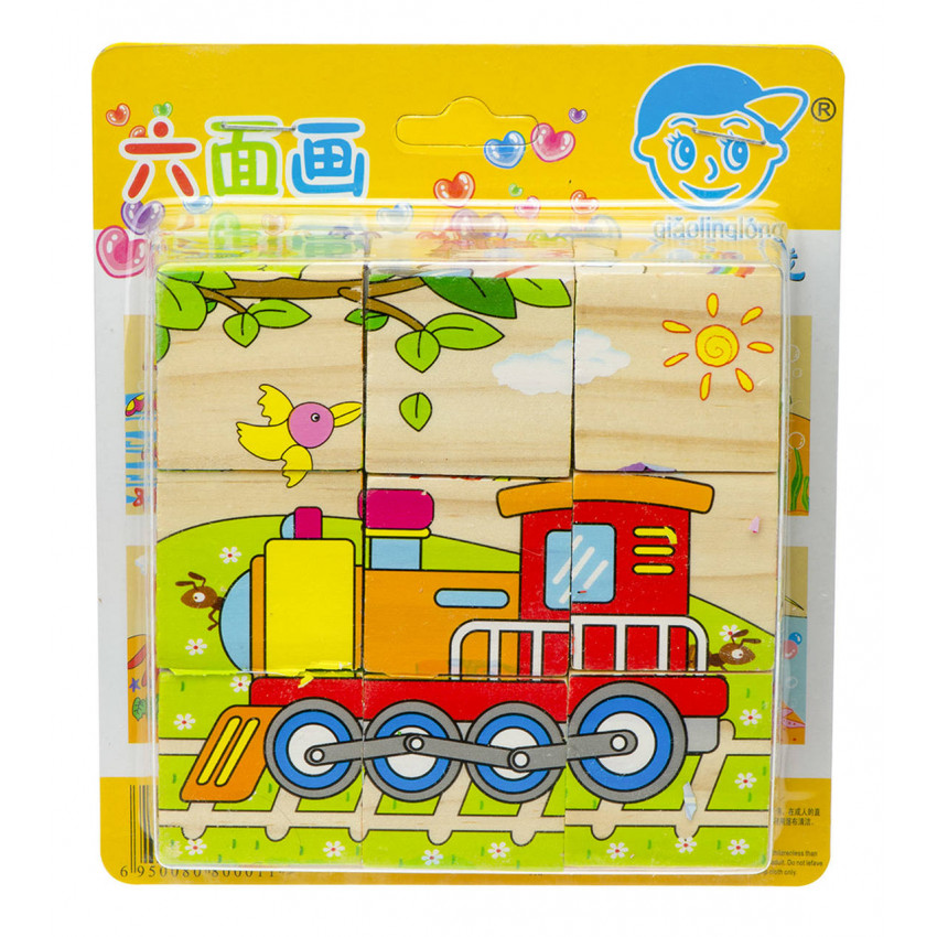 Drevenné kocky puzzle vozidlá 9 ks zaujímavé darčeky, pre deti, vianočné, vkladačka