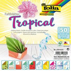 Sada vzorovaných papierov TROPICAL, 50 listov 15x15cm, 80g